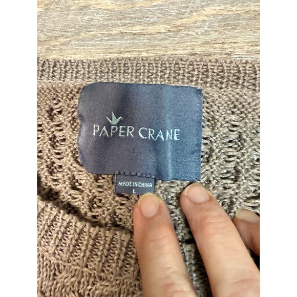 Chocolate Brown Crew Neck Sweater Paper Crane Size L - Picture 5 of 8